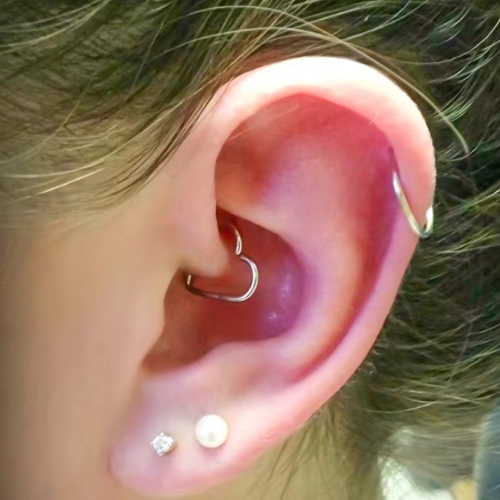 Rainbow Heart Fixed Hoop Earring - Picture 2 of 4